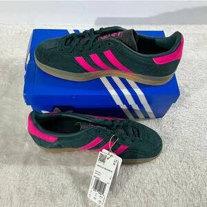 Adidas Gazelle Green Suede Pink Stripe Gum Sole US 5 1/2 Women NIB Streetwear